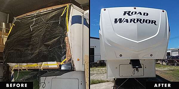 Front fiberglass cap replacement on 5th wheel rv